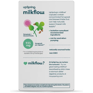 Upspring Milkflow Lactation Supplement Capsules for Milk Supply Increase - Lactation Support - 100 Vegan Capsules