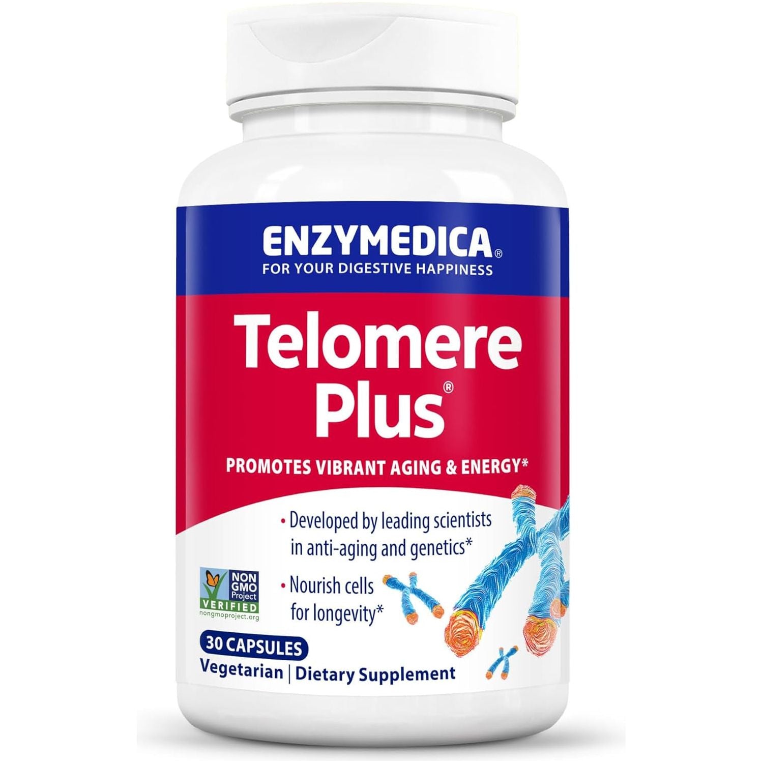 Enzymedica, Telomere Plus, Enzyme Support for Cellular Health, 30 Capsules