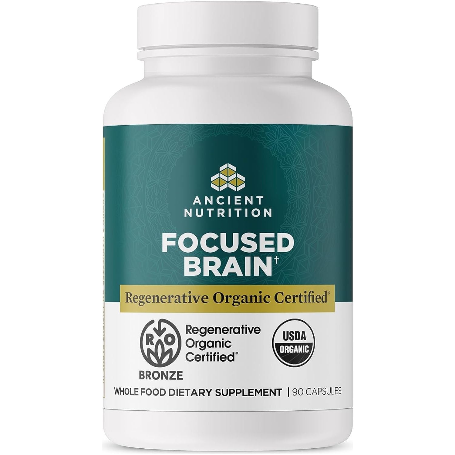 Ancient Nutrition Regenerative Organic Certified Focused Brain Capsules, 90 Count