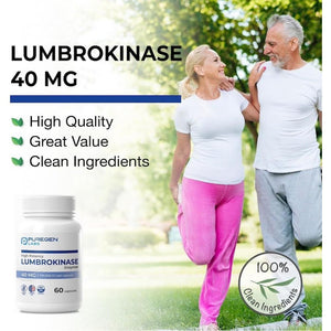 Puregen Labs Lumbrokinase 40Mg High Potency Supplement| No Harmful Additives | Made in USA - 60 Capsules