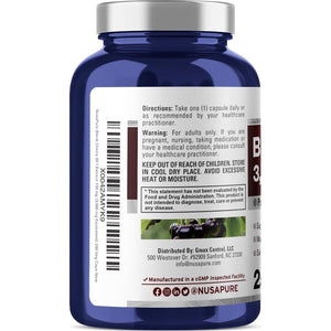 Nusapure Black Cherry Extract 3,000Mg 250 Veggie Capsules Max Potency, Non-Gmo, Bioperine