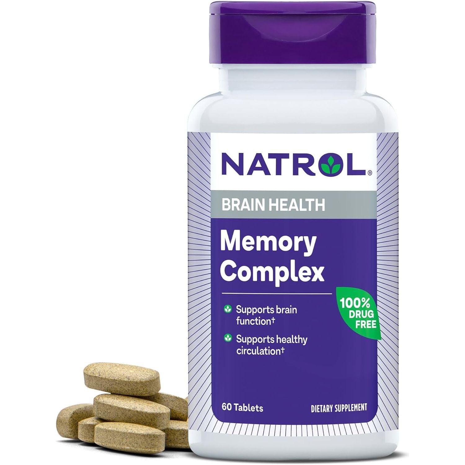 Natrol Memory Complex with Ginkgo Biloba 120Mg and B Vitamins for Brain Health and Memory Support, 60 Tablets