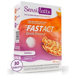 Lactase Enzyme Supplement (9.000 Fcc) - Quick Results for Dairy Ingestion, Quick Dissolve in Your Mouth 30 Tablets - SENSILATTE