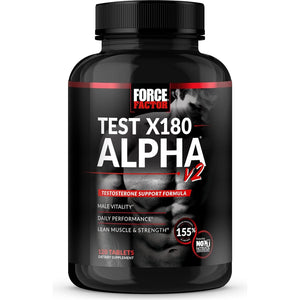 FORCE FACTOR Test X180 Alpha V2 T-Support for Men to Help Build Strength, Boost Nitric Oxide, and Support Daily Performance, 120 Tablets