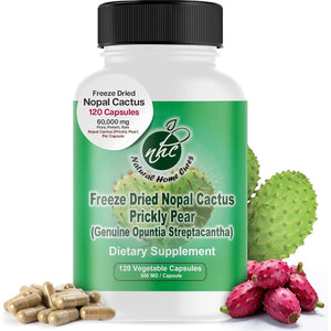 Nopal Cactus Capsules - Freeze Dried 60,000 Mg Prickly Pear Extract - Supports Metabolic Health & Healthy Lifestyle 120 Veggie Caps