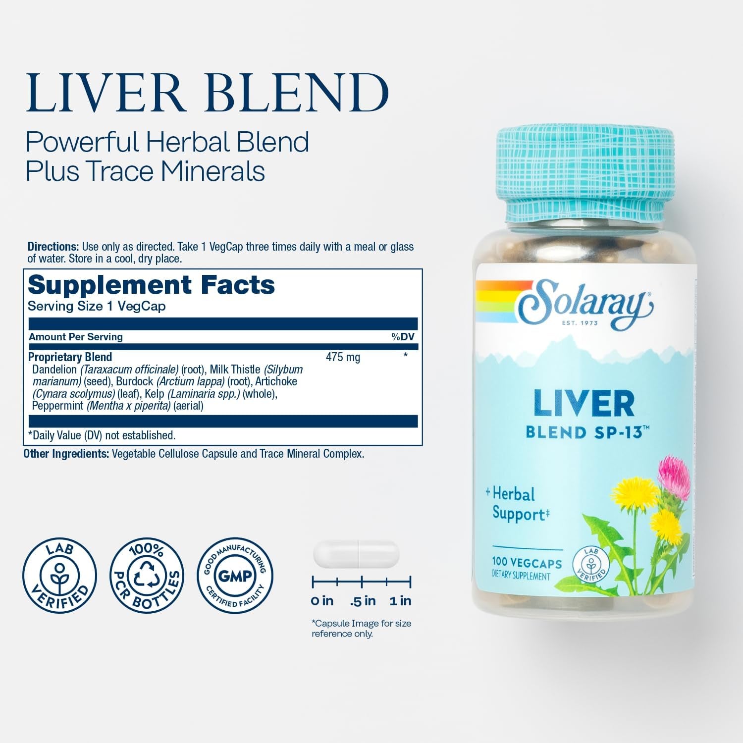 Solaray Liver Blend SP-13, Traditional Liver Support, 100 Servings,