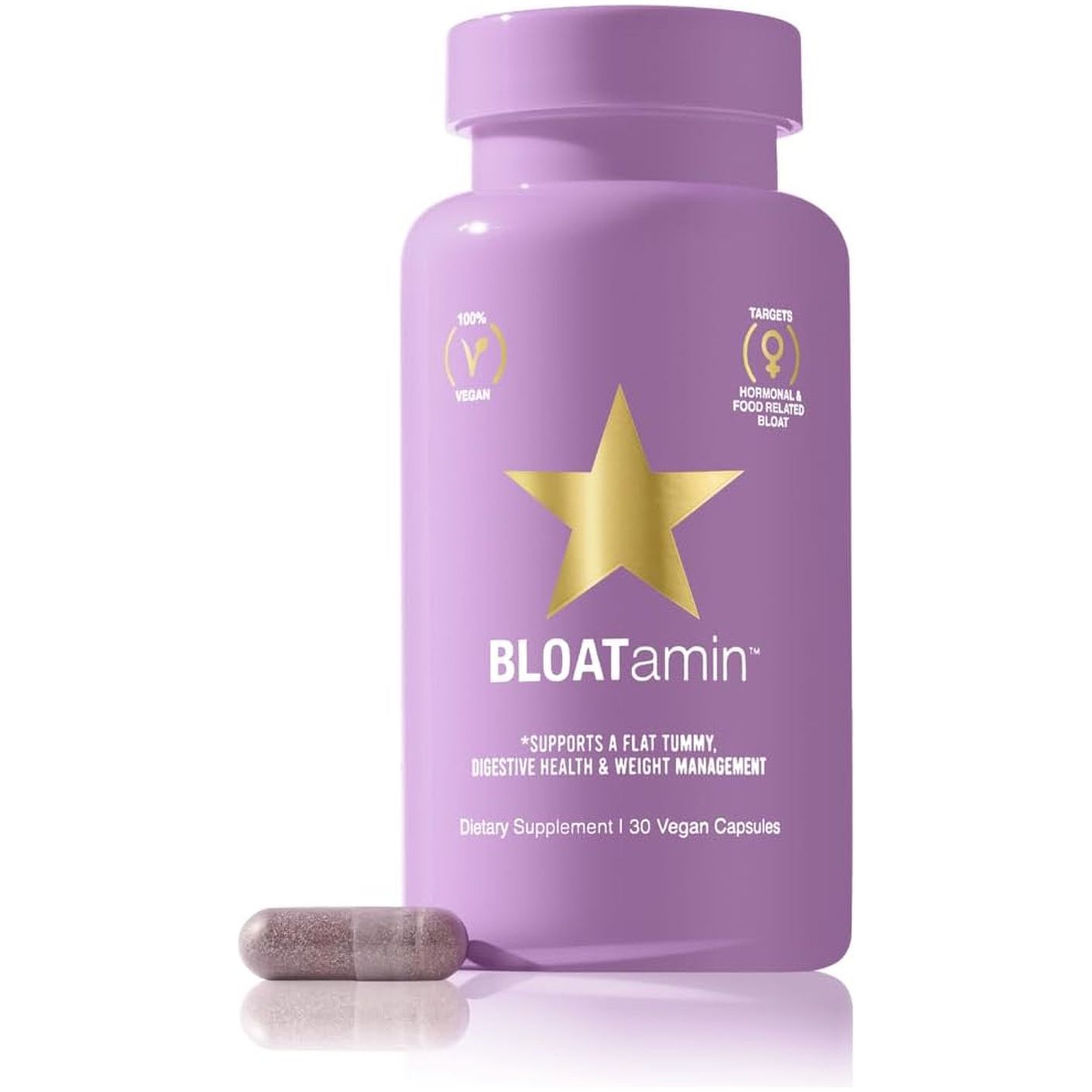 Hairtamin Bloatamin - Vegan Synergistic Blend | Digestive Enzymes for Bloating Relief, Gas Stomach Pain, Water Retention, and Discomfort