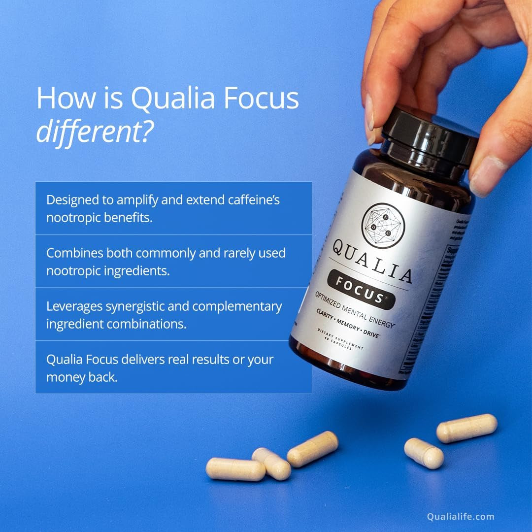 Qualia FOCUS Brain Booster Supplement to Deliver Sustained Mental Energy, Alertness, Concentration & Memory 1 Month Supply