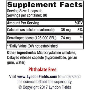 Serra-125K Extra Strength Serrapeptase 125,000 SPU, Supports Healthy Sinuses and a Healthy Immune System 90 Capsules