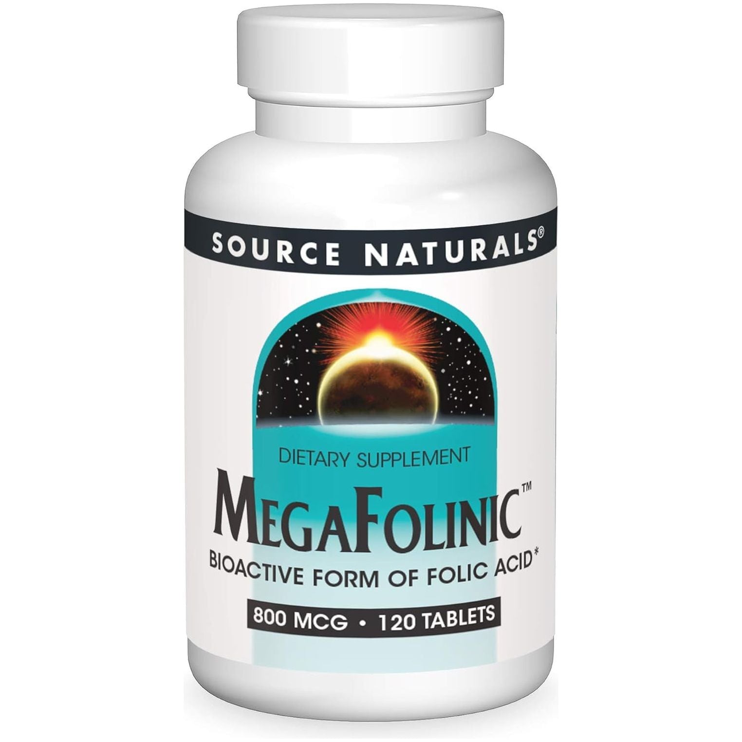 Source Naturals Megafolinic, Bioactive Form of Folic Acid, 800 Mcg - 120 Tablets