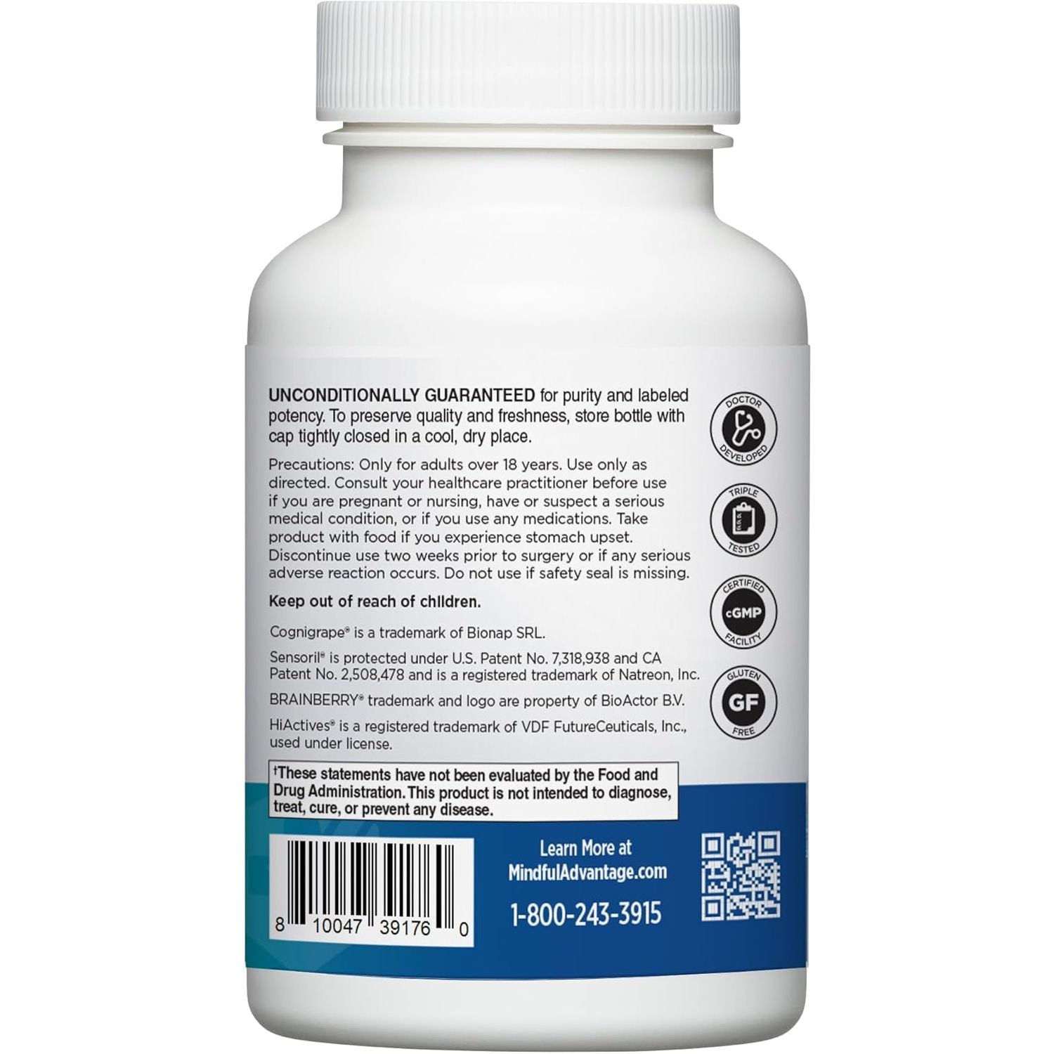 DOCTORS' PREFERRED Mindful Advantage Brain Supplement for Memory and Focus - 30 Count