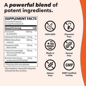 Lifeseasons Mobili-T - Joint Support Supplement - Glucosamine Chondroitin MSM Collagen Bromelain & Turmeric - 120 Capsules