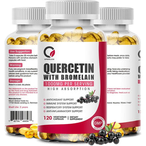 Quercetin with Bromelain 1000Mg 120 Capsules - Immune Support Supplement