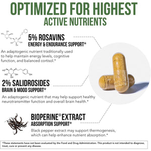 Max Strength Siberian Rhodiola – Helps Support Stress, Energy & Focus (60 Capsules)