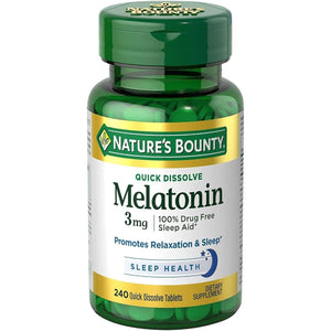 Nature’S Bounty Melatonin 3Mg, 100% Drug Free Sleep Aids for Adults 240 Count (Cherry Flavour)