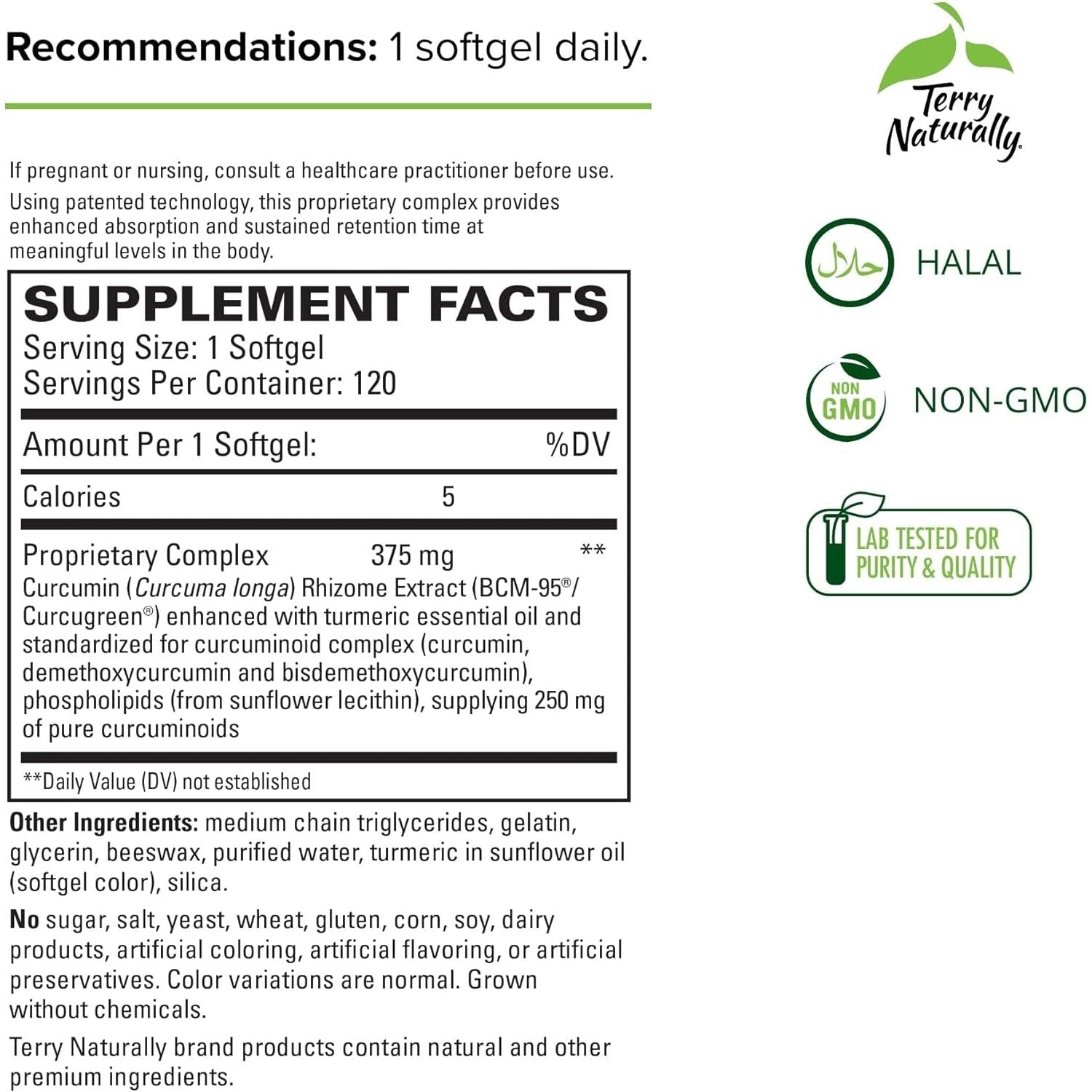 Terry Naturally Curamed 375 Mg Curcumin Complex - 120 Softgels
