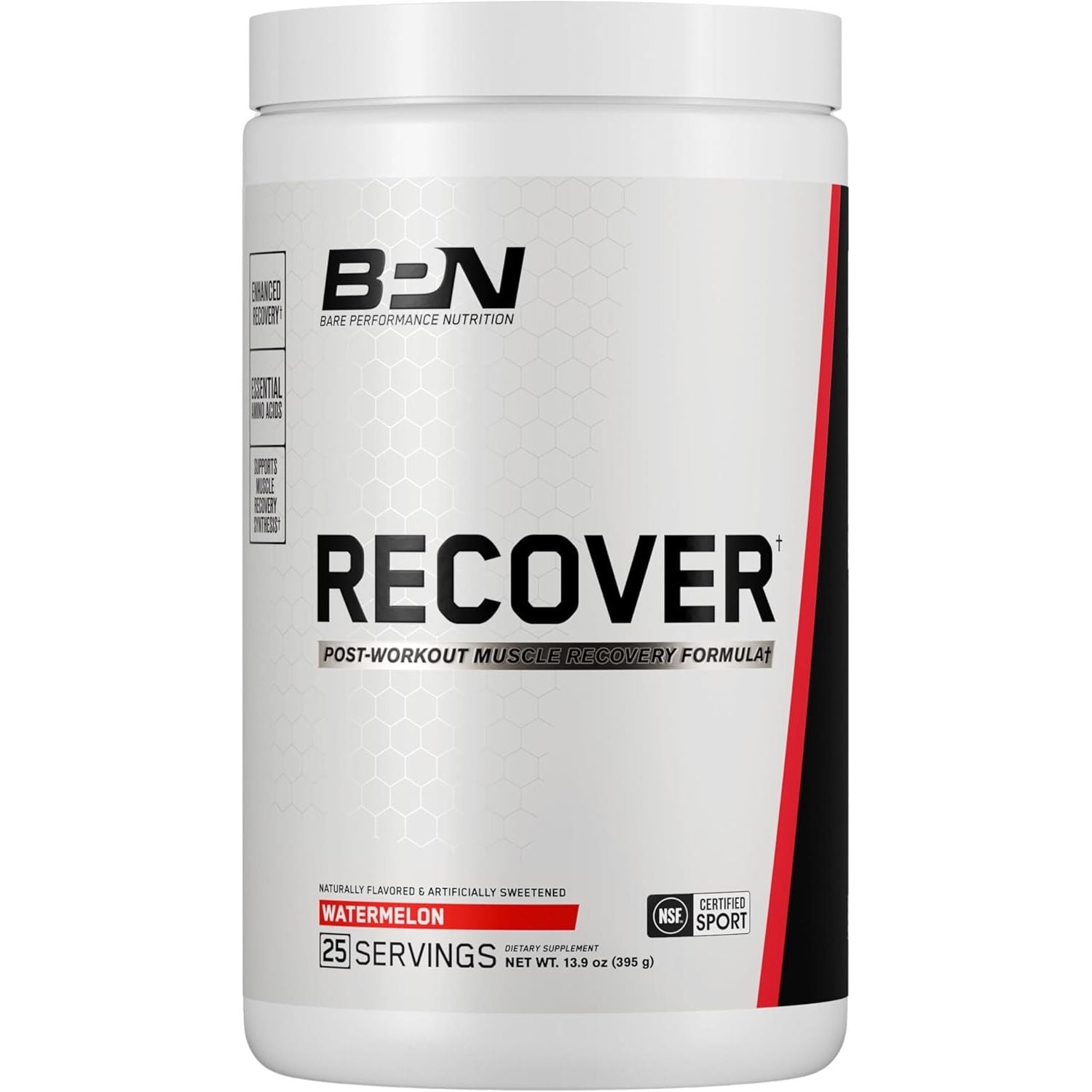 BARE PERFORMANCE NUTRITION BPN Recover Post-Workout Enhanced Muscle Recovery Drink Mix, Watermelon, 25 Servings