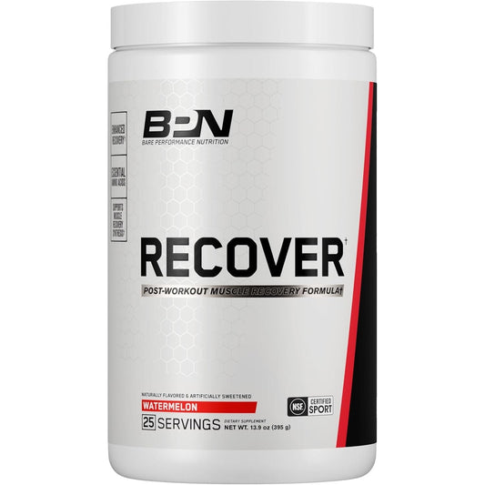BARE PERFORMANCE NUTRITION BPN Recover Post-Workout Enhanced Muscle Recovery Drink Mix, Watermelon, 25 Servings