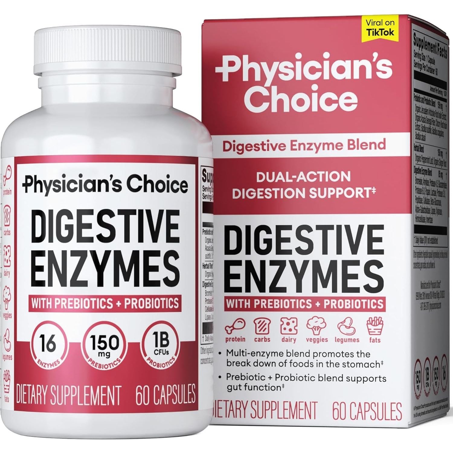 Physician'S CHOICE Digestive Enzymes - Probiotics for Digestive Health & Gut Health - 60 Count