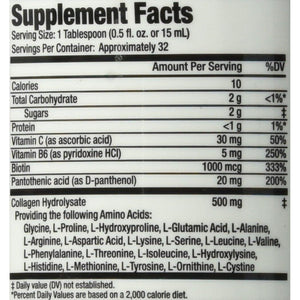 Rejuvicare Liquid Collagen Beauty Formula with Amino Acids, Protein and Biotin, 16 Oz ,32 Servings.