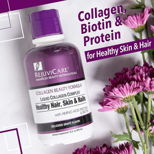 Rejuvicare Liquid Collagen Beauty Formula with Amino Acids, Protein and Biotin, 16 Oz ,32 Servings.