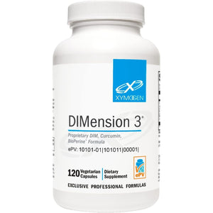 XYMOGEN Dimension 3 - DIM Supplement with Curcumin + Bioperine - Supports Healthy Estrogen Detox, Hormonal Balance for Women and Men (120 Capsules)