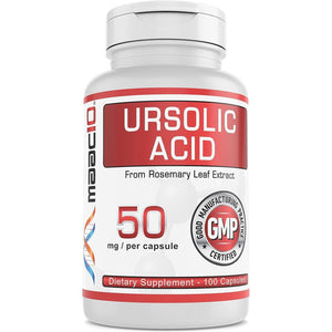 MAAC10 Ursolic Acid 50Mg | Sourced from Rosemary Extract | AMPK & Sirtuin Activator (100 Capsules)