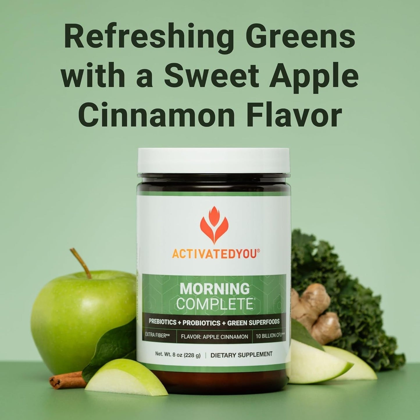 ACTIVATEDYOU Morning Complete Daily Wellness Greens Superfood Drink Mix for Gut Health 30 Servings