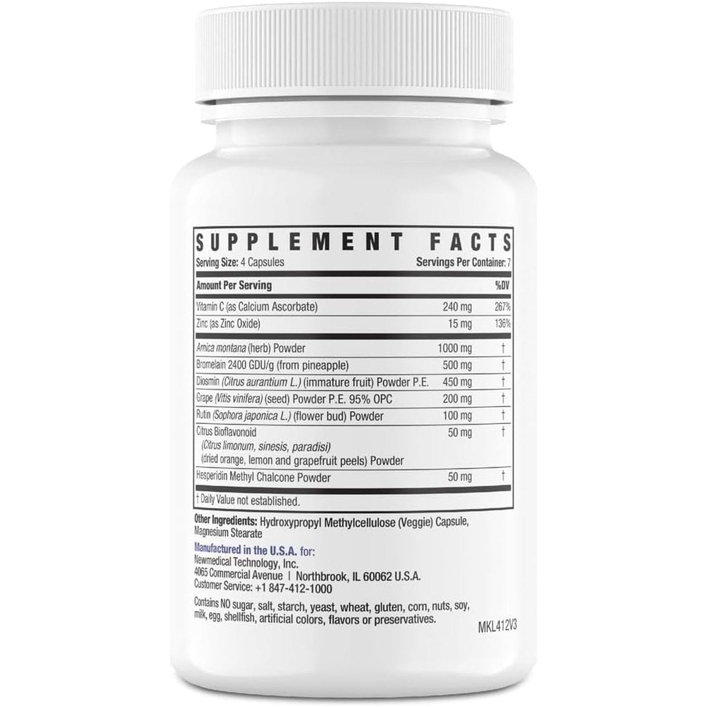 Arnica 1,000Mg and Bromelain 500Mg 2,400Gdu/G Supplement for Bruising and Swelling (7-Day Supply)