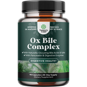 Digestive Enzymes with Ox Bile Supplement - Purified Ox Bile Salts for No Gallbladder & Pancreas Cleanse, Detox & Repair - (1 Month Supply)