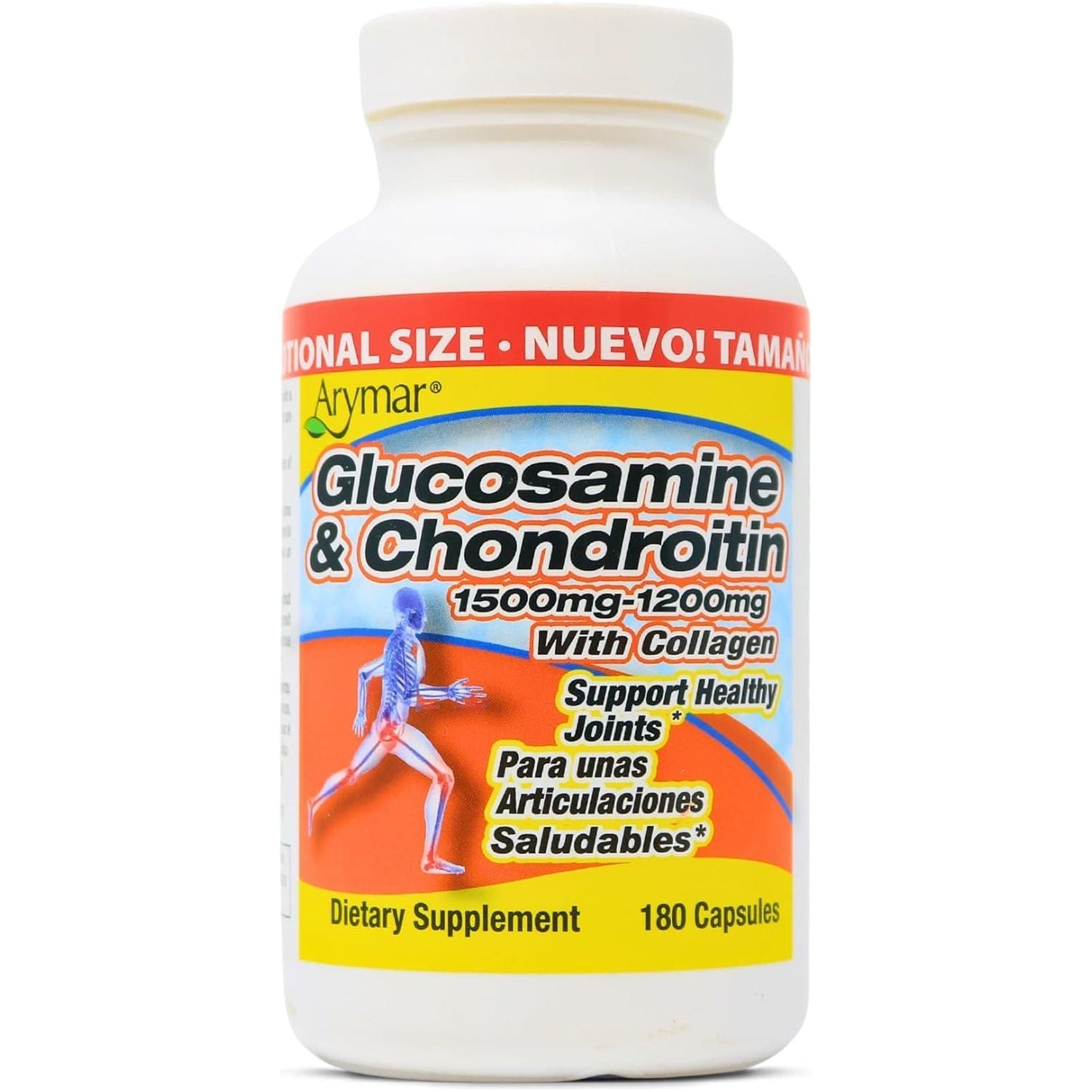 ARYMAR Glucosamine & Chondroitin with Collagen, Supports Joint Health (180 Capsules)