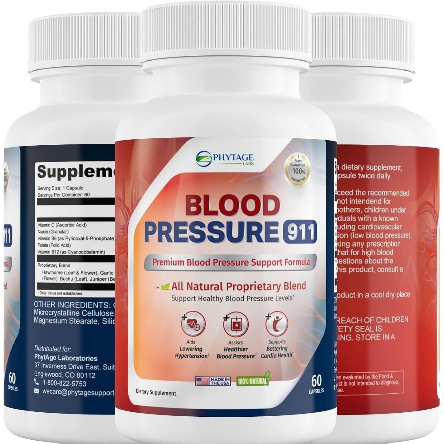 Blood Pressure 911 Premium Supplement - BP Support Pills. 60 Capsules