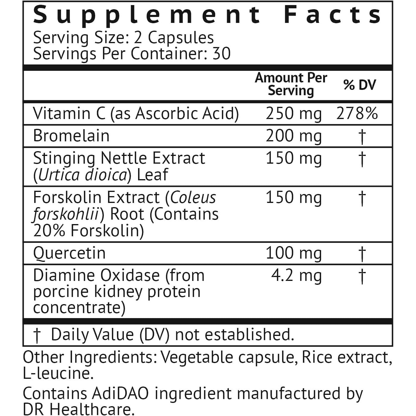 Vitamonk Histamine Blocker for Histamine Intolerance - DAO Enzyme Supplement for Smooth Digestion - 60 Capsules