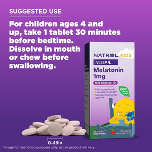 Natrol Kids Fast Dissolve Melatonin 1 Mg 30 Day Supply
