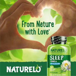 NATURELO Sleep Aid - with Melatonin, Magnesium, GABA, Valerian Root 60 Capsules