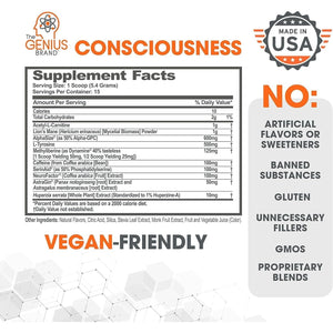 Genius Consciousness, Super Nootropic Brain Supplement Powder, Mango - Boost Focus, Cognitive Function, Concentration & Memory Booster