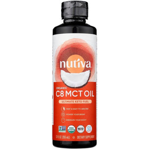 Nutiva Organic C8 MCT Oil, Ultimate Keto Fuel from Non-Gmo Coconuts, 14G MCT | 12 Fl Oz