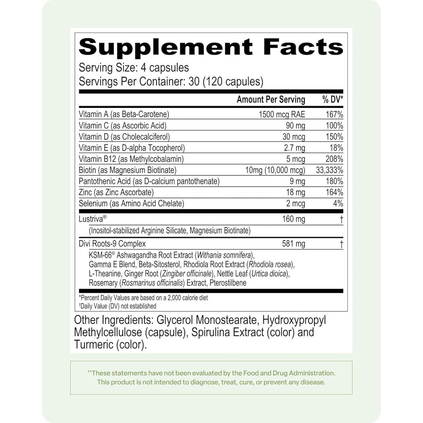 Divi Hair Vitamins - Made with Clean and Science-Backed Ingredients to Nourish Hair & Scalp - 120 Count