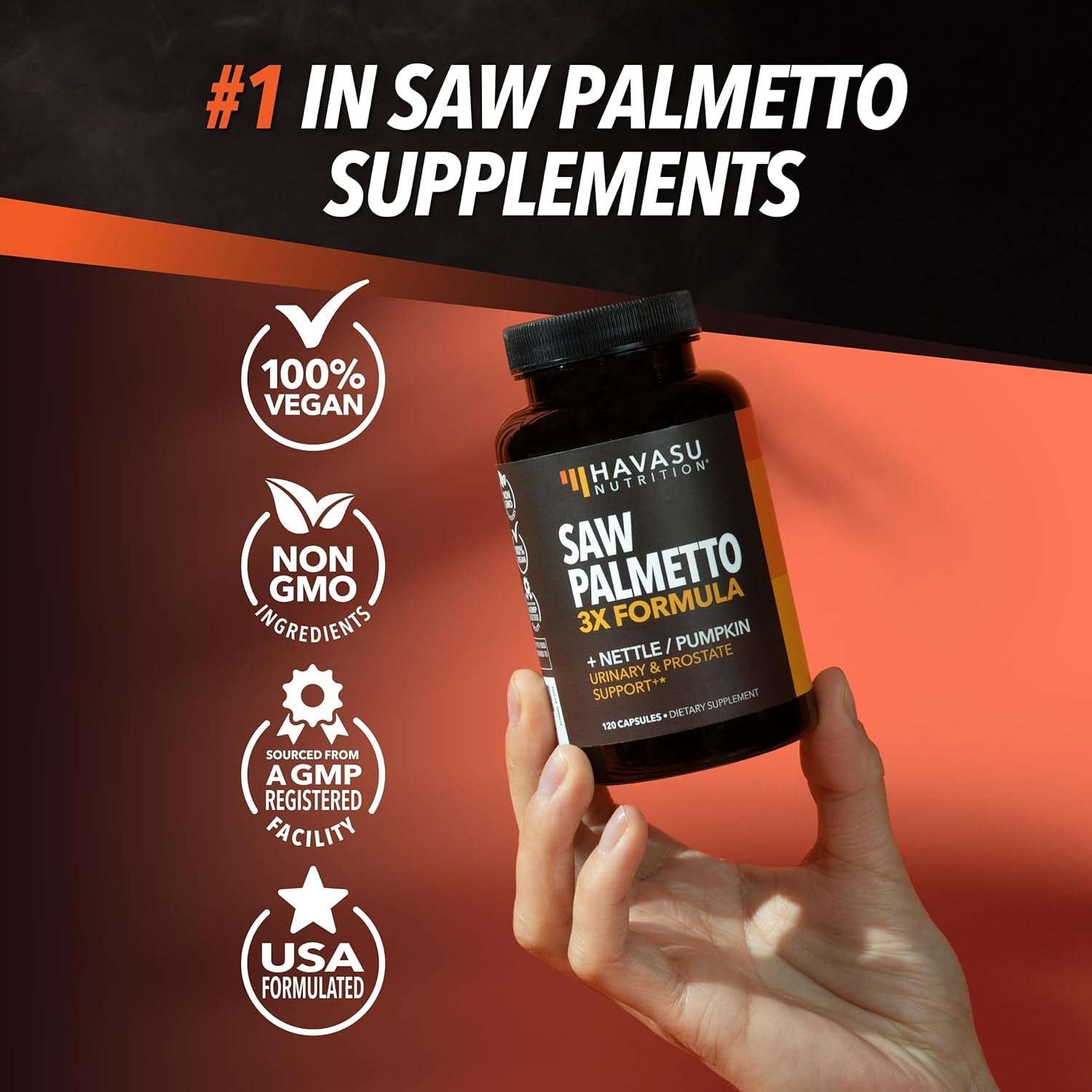 Saw Palmetto Supplement with Stinging Nettle and Pumpkin Seed Extract - DHT Blocker Urinary Health and Prostate Support for Men