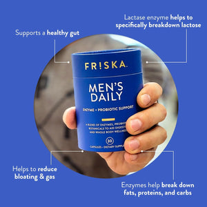 FRISKA Men’S Daily Digestive Enzyme and Probiotics Supplement 30 Capsules