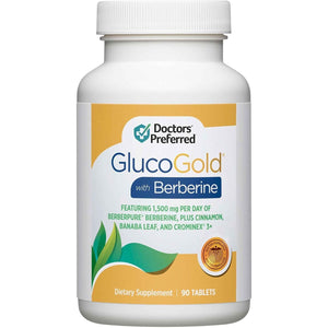 DOCTORS' PREFERRED Glucogold with 1500 Mg of Berberpure Berberine (90 Tablets)