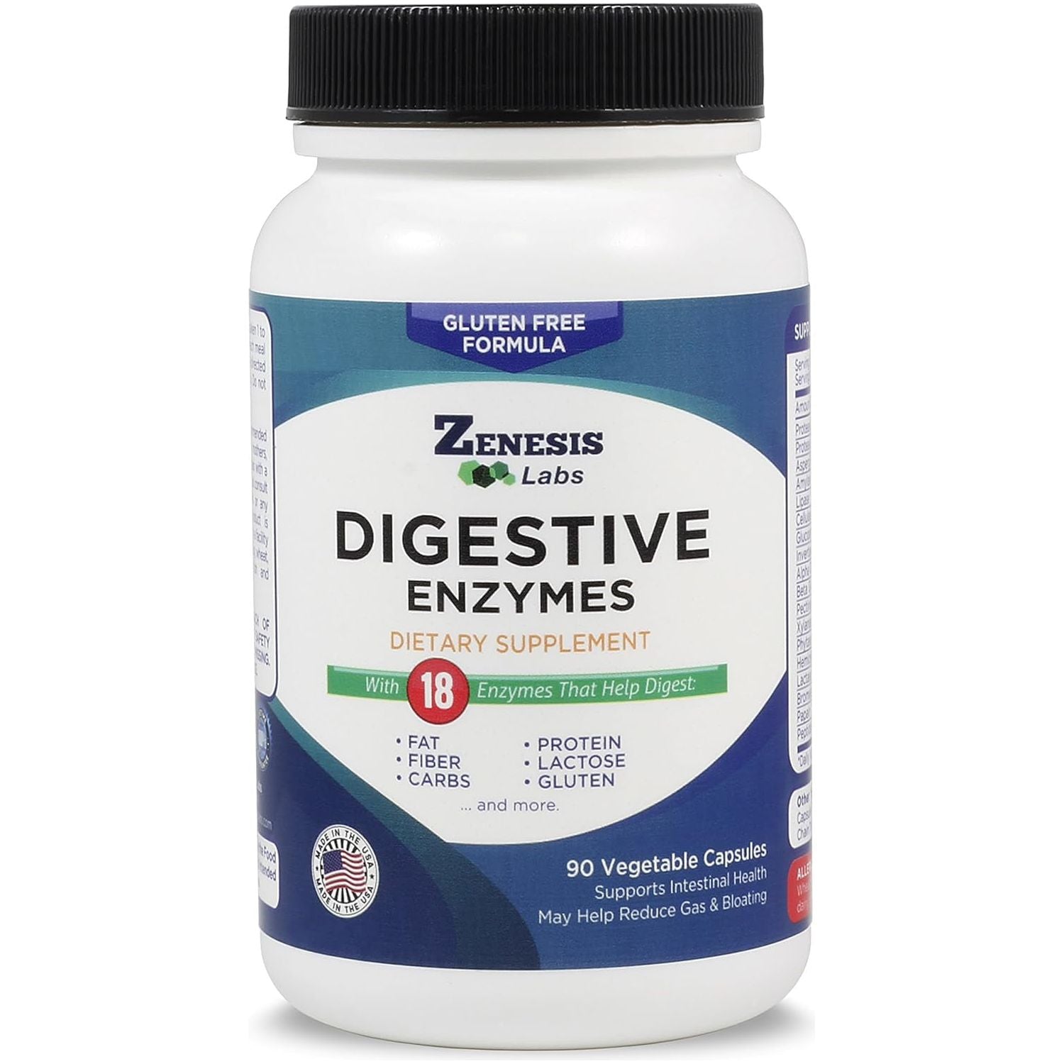 Zenesis Labs Digestive Enzymes - with Amylase, Bromelain, Protease, Lipase, & 14 Other Enzymes - 90 Capsules