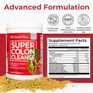 Health plus Super Colon Cleanse - Natural Detox, Digestive Constipation Relief - 12 Oz Powder, 68 Servings