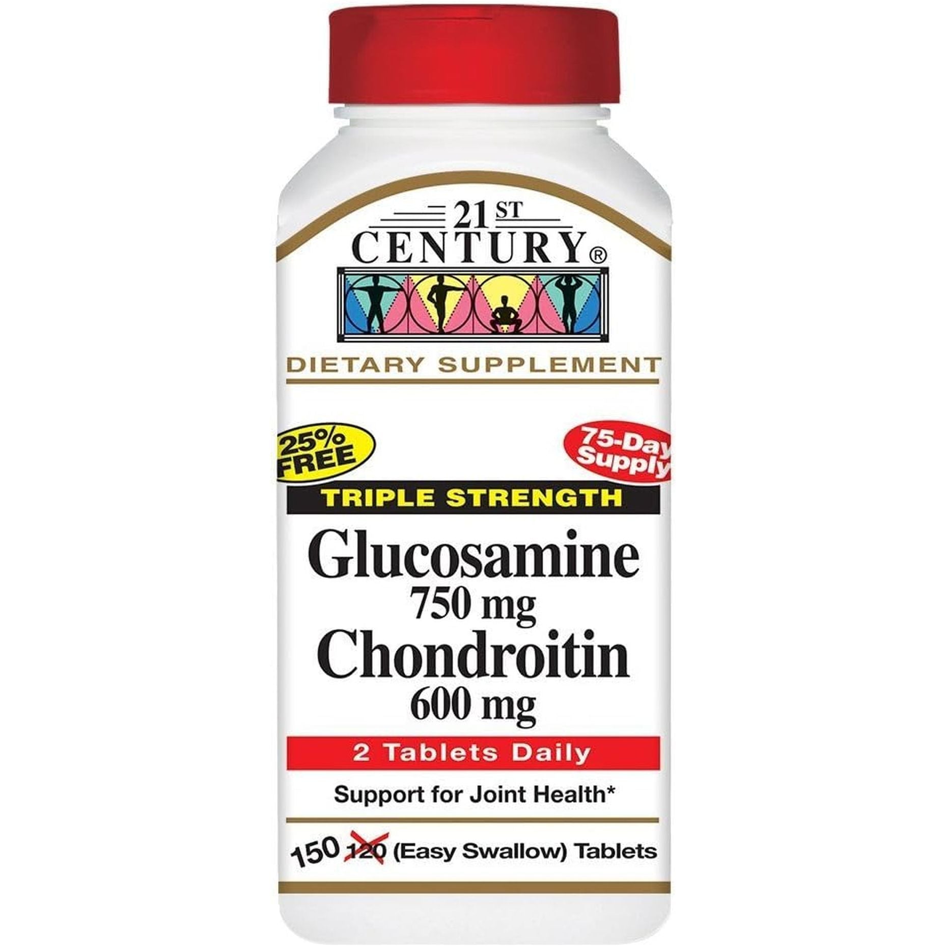 21St Century Triple Strength Glucosamine Chondroitin (150 Tablets), Dietary Supplement for Joint & Cartilage Health