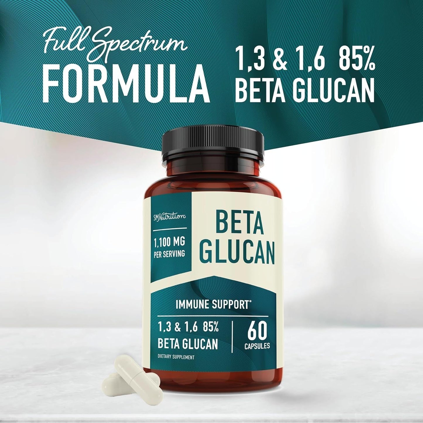 Beta Glucan Supplement 1100Mg for Immunity, Skin & Gut Support 60Count