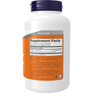 NOW Foods Supplements, Acetyl-L Carnitine 500 Mg for Brain and Nerve Cell Function 200 Capsules