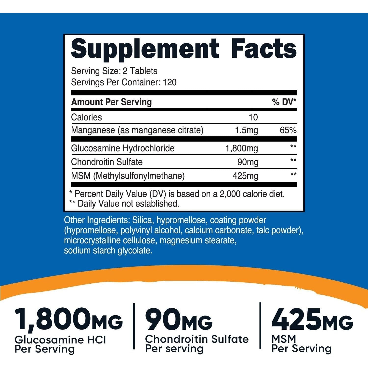 Nutricost Glucosamine 1800Mg with Chondroitin & MSM, 240 Tablets, 120 Servings - Joint Support Formula