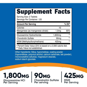 Nutricost Glucosamine 1800Mg with Chondroitin & MSM, 240 Tablets, 120 Servings - Joint Support Formula