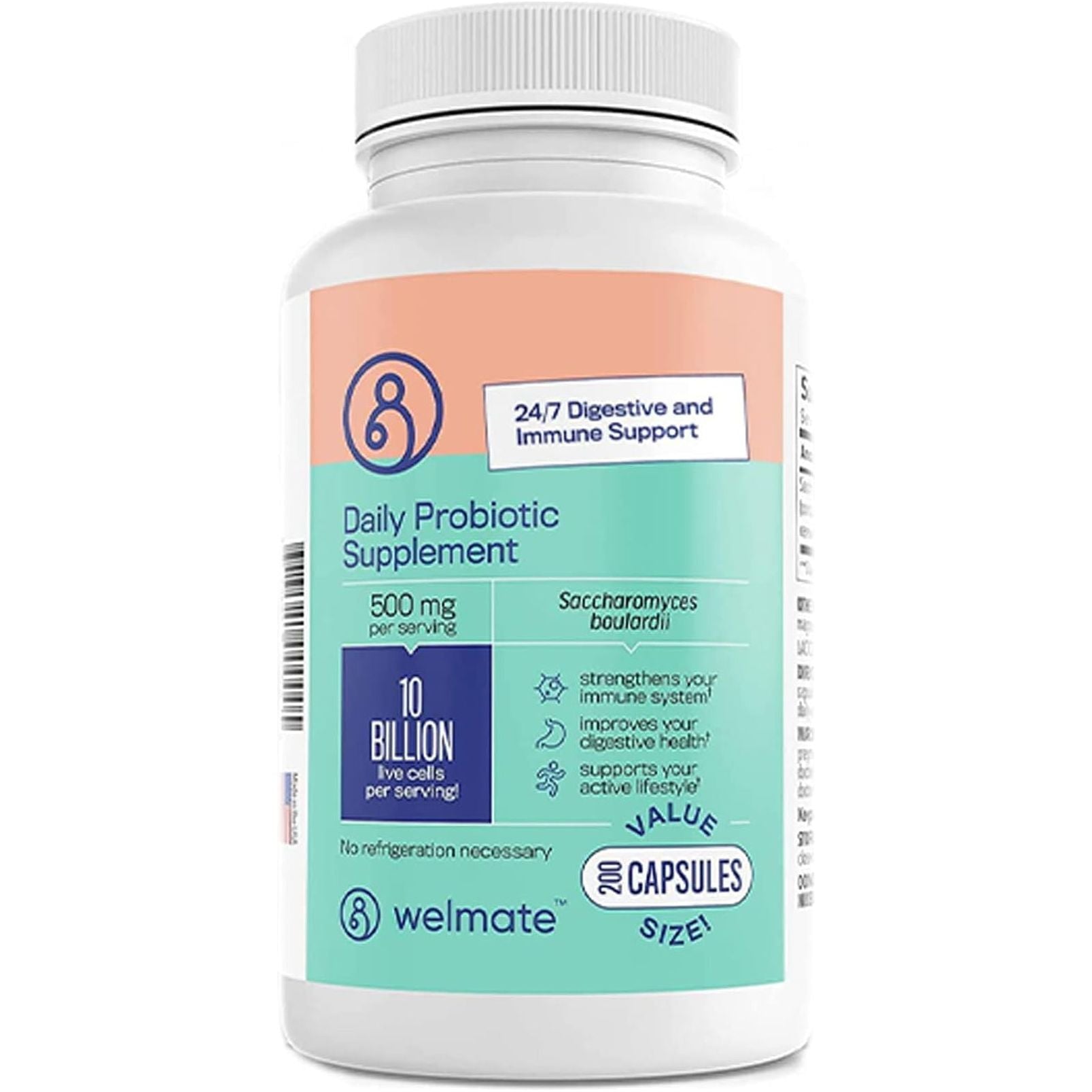 WELMATE Saccharomyces Boulardii | Daily Probiotic Supplement | 10 Billion CFU 200 Veggie Capsules