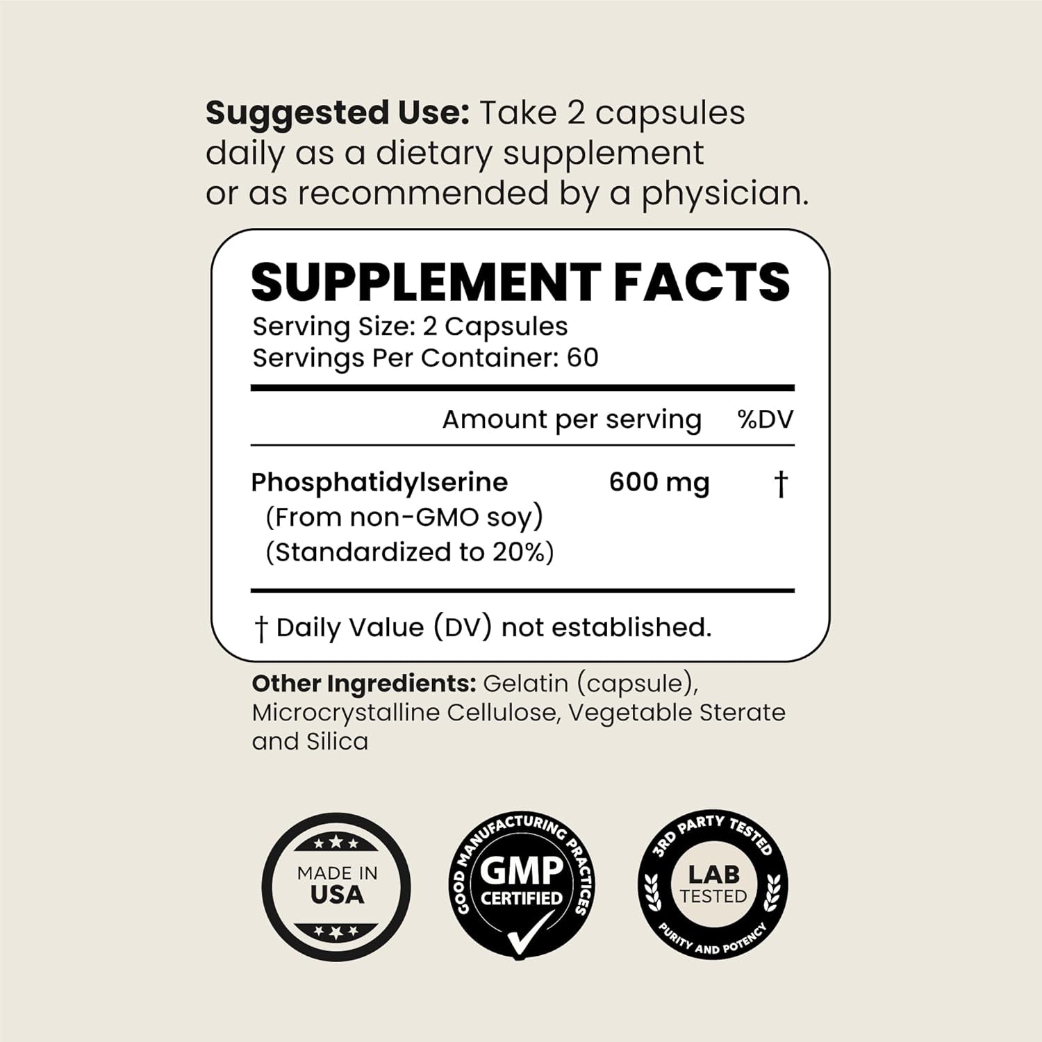 Newt Phosphatidylserine Supplement 600M - Brain Food, Neural Function and Stress Support 120 Capsules